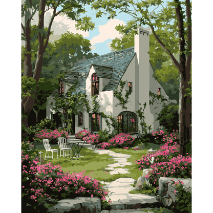 Malen nach Zahlen - Cottage Garten - Malen nach Zahlen