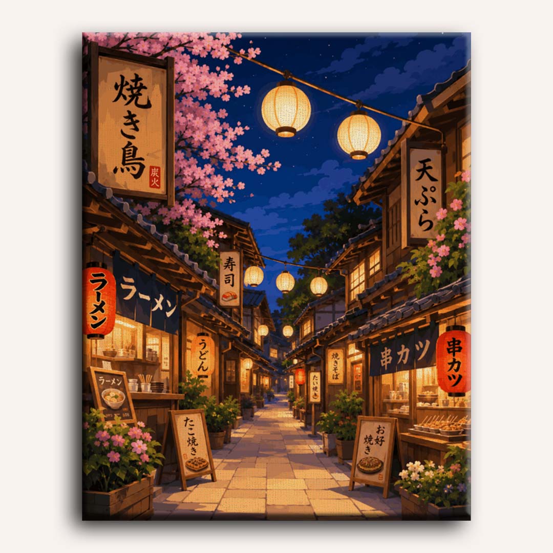 Malen nach Zahlen - Sakura Laternen