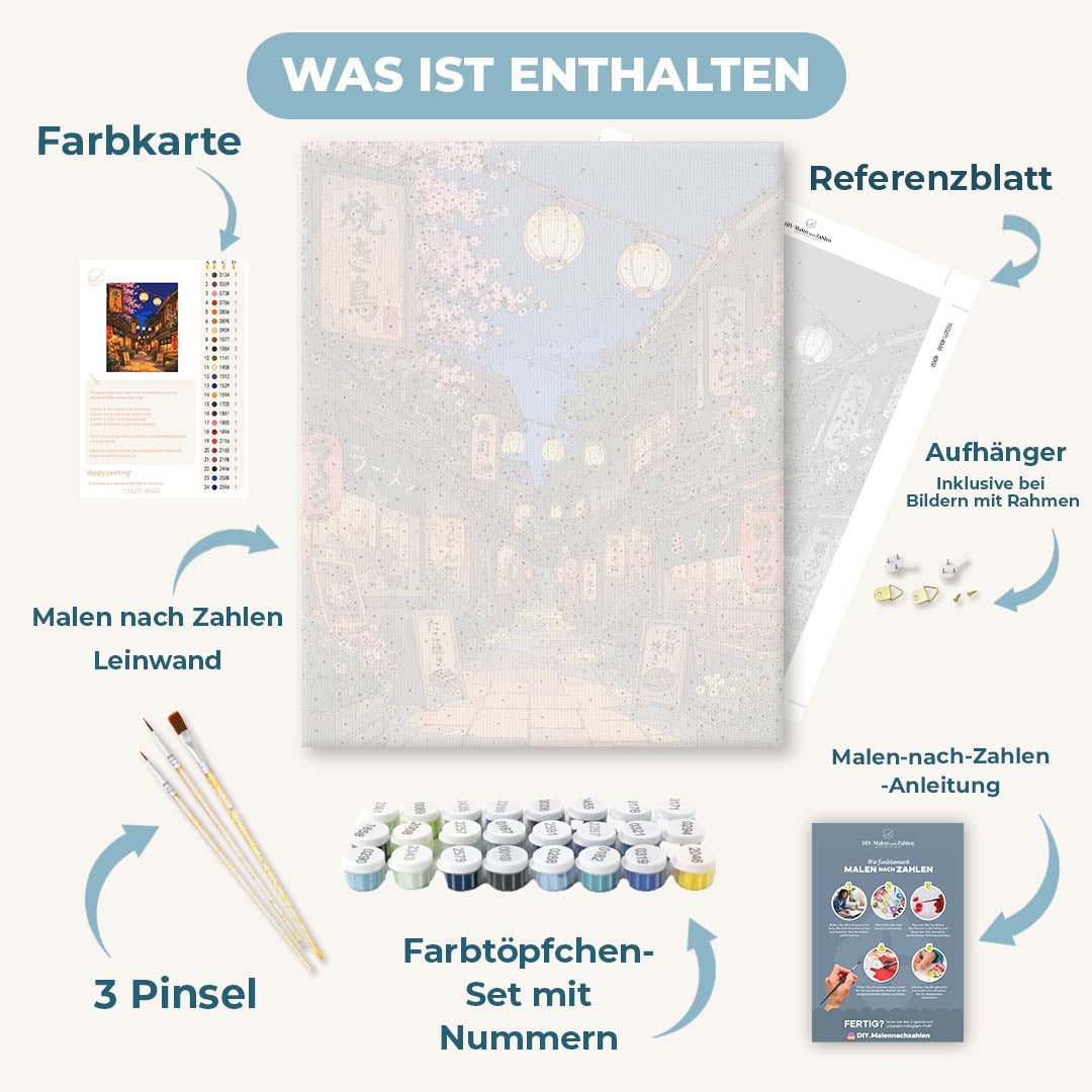 Malen nach Zahlen - Sakura Laternen