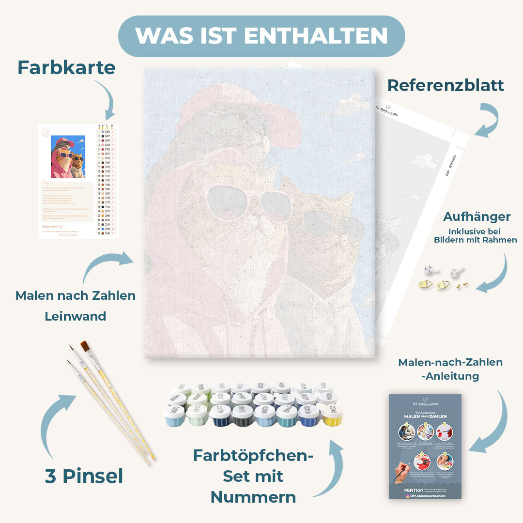 Malen nach Zahlen - Die coole Katzen-Crew