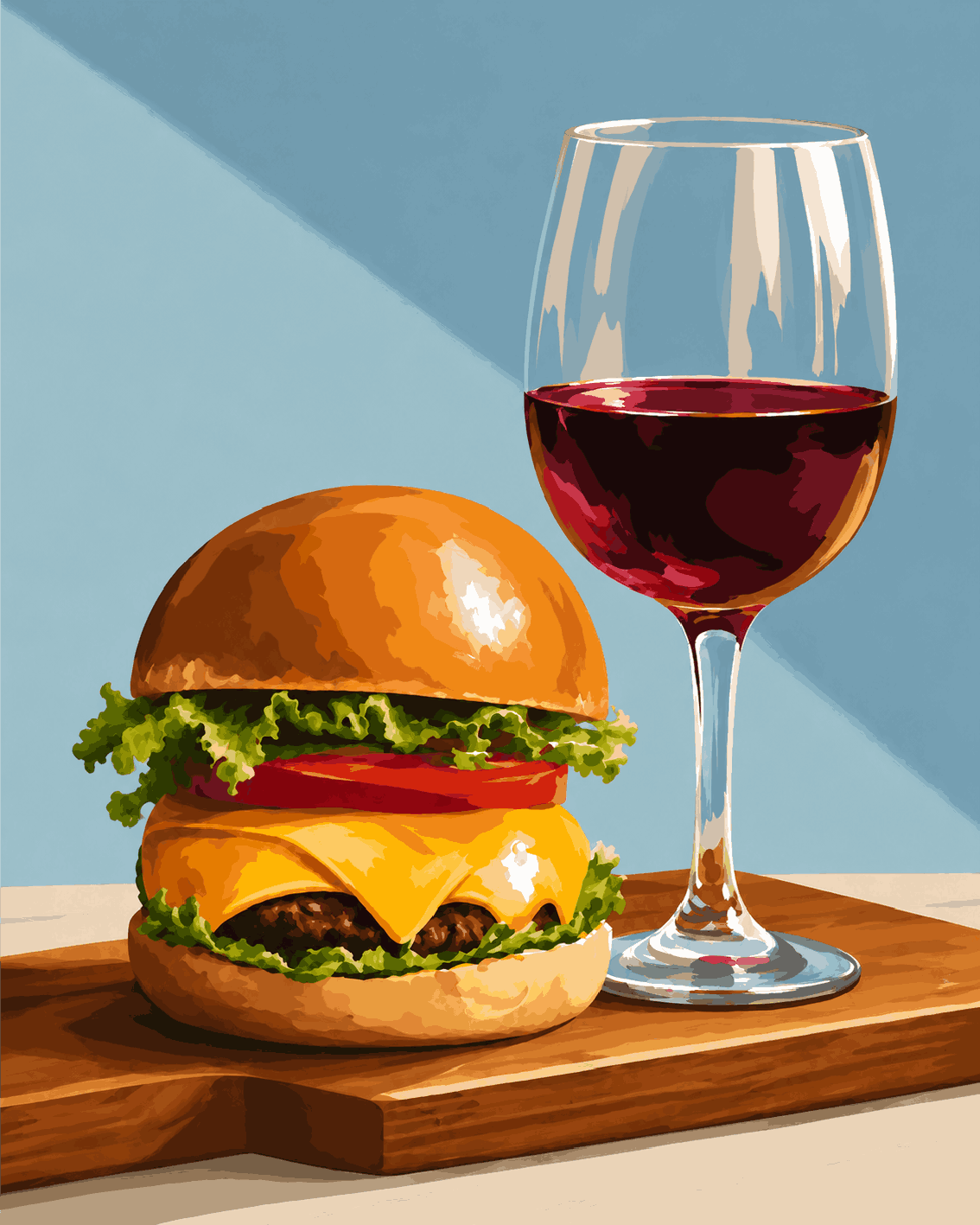 Malen nach Zahlen - Burger und Wein - Malen nach Zahlen