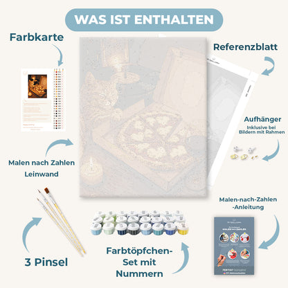 Malen nach Zahlen - Pizza-Katze