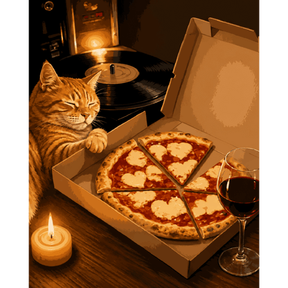 Malen nach Zahlen - Pizza-Katze - Malen nach Zahlen