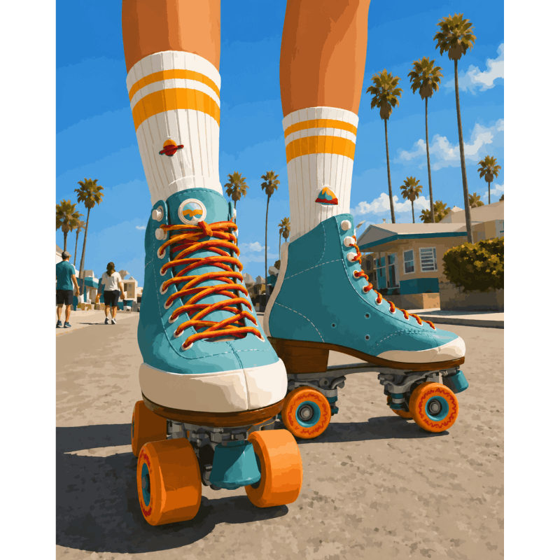 Malen nach Zahlen - Retro Rollschuh Tage - Malen nach Zahlen