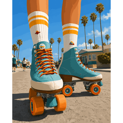 Malen nach Zahlen - Retro Rollschuh Tage - Malen nach Zahlen