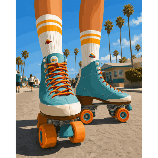 Malen nach Zahlen - Retro Rollschuh Tage - Malen nach Zahlen