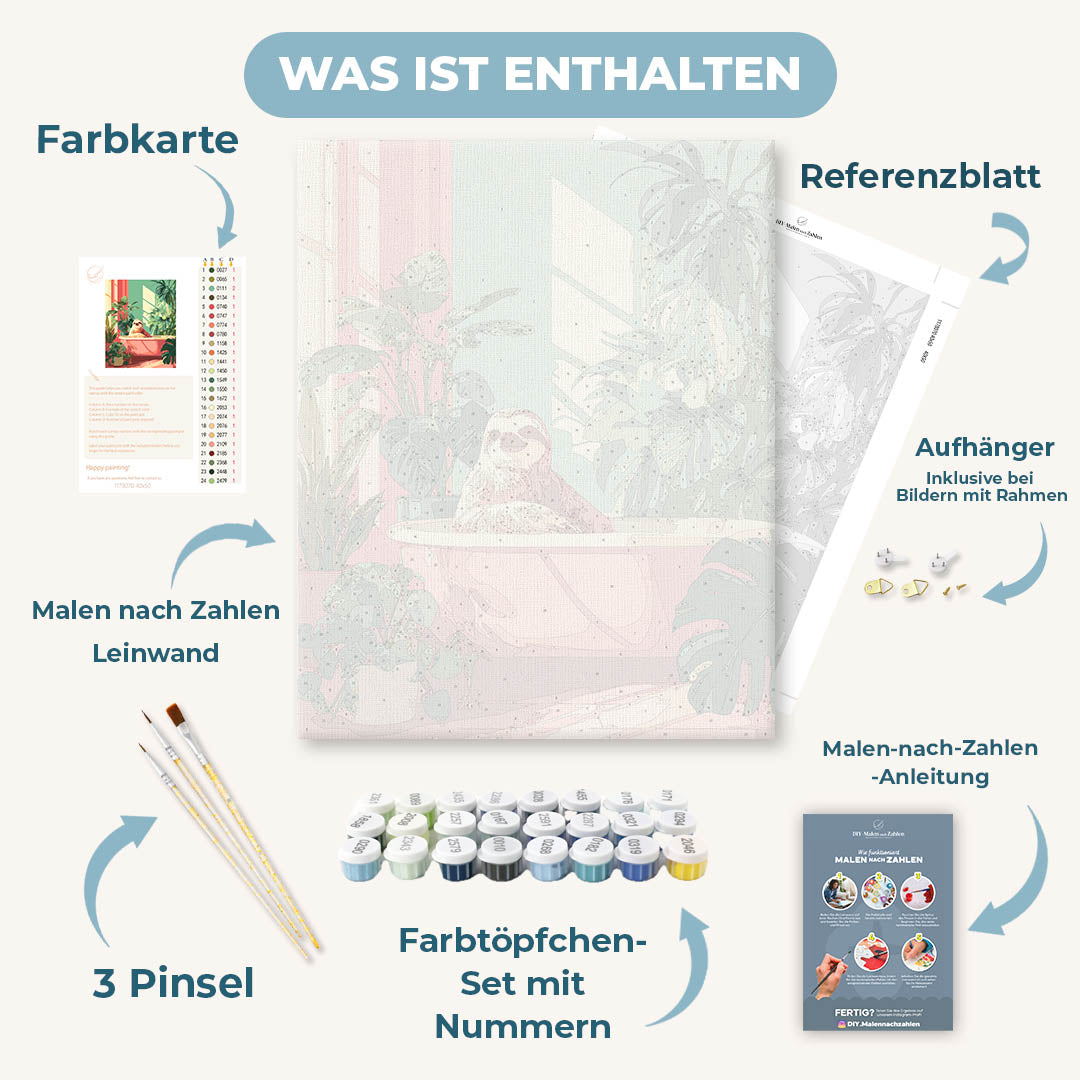 Malen nach Zahlen - Faultier Spa-Tag