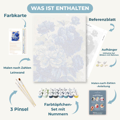 Malen nach Zahlen - Blaue Pfingstrosen