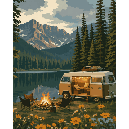 Malen nach Zahlen - Camping in den Rockies - Malen nach Zahlen