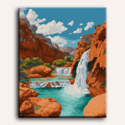 Malen nach Zahlen - Canyon-Wasserfall
