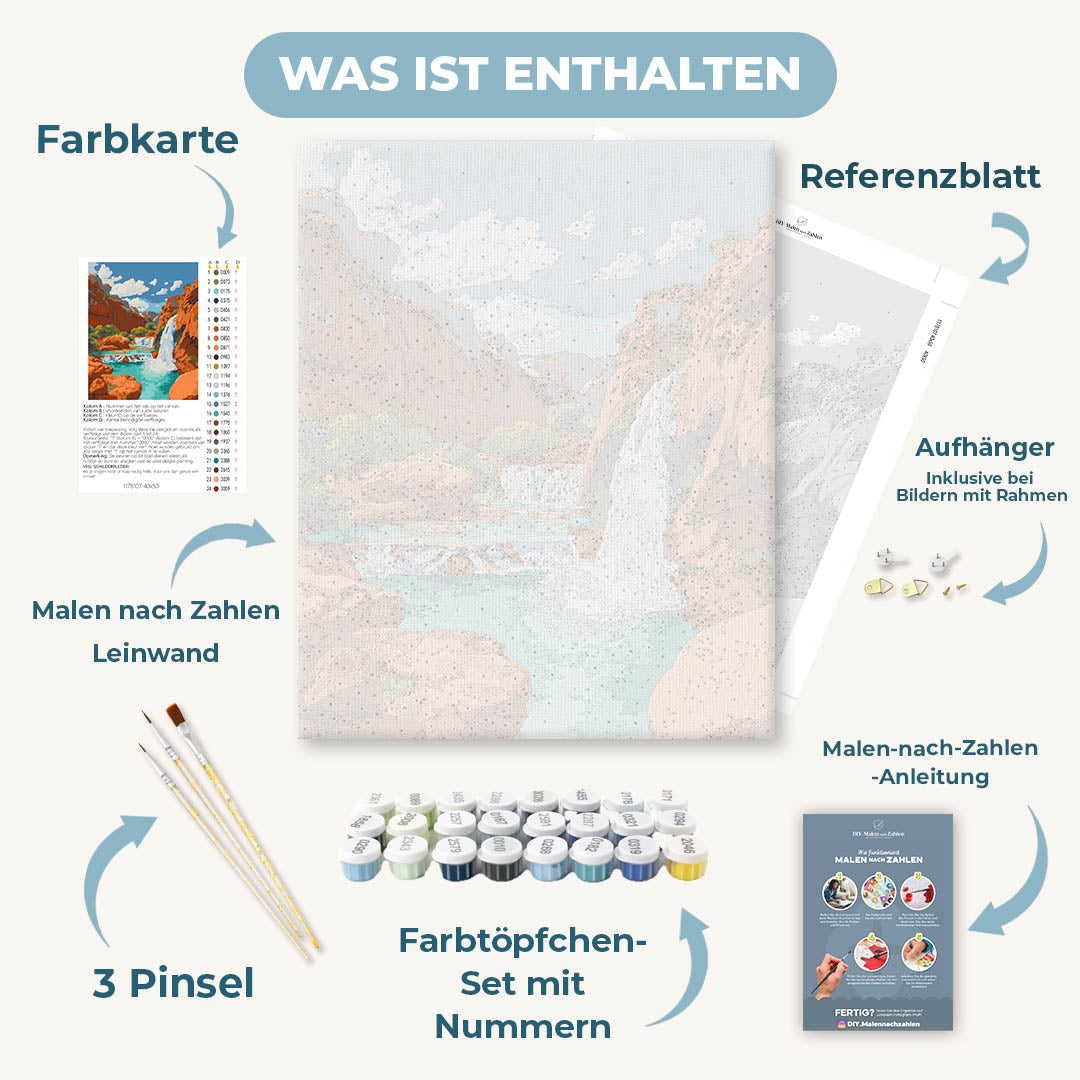 Malen nach Zahlen - Canyon-Wasserfall