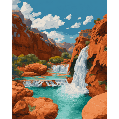 Malen nach Zahlen - Canyon-Wasserfall - Malen nach Zahlen