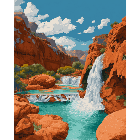 Malen nach Zahlen - Canyon-Wasserfall - Malen nach Zahlen