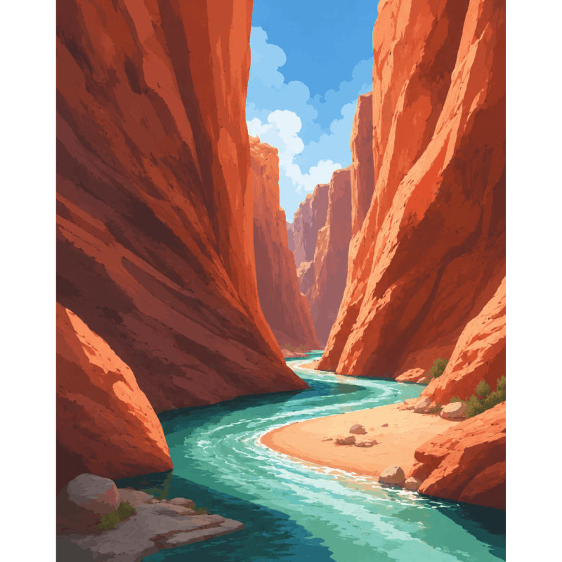 Malen nach Zahlen - Canyon-Fluss - Malen nach Zahlen