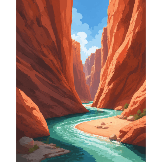 Malen nach Zahlen - Canyon-Fluss - Malen nach Zahlen