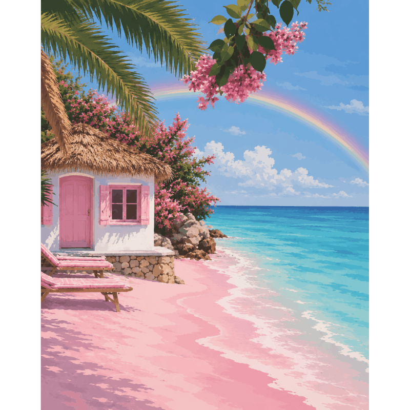 Malen nach Zahlen - Rosa Sandstrand - Malen nach Zahlen