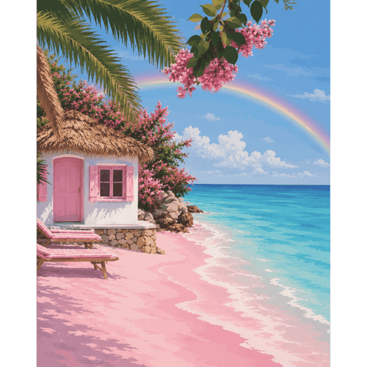 Malen nach Zahlen - Rosa Sandstrand - Malen nach Zahlen