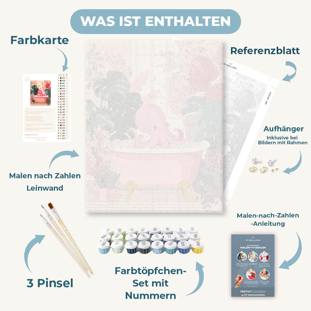 Malen nach Zahlen - Badender Oktopus