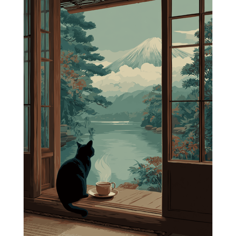 Malen nach Zahlen - Morgen am Fuji - Malen nach Zahlen
