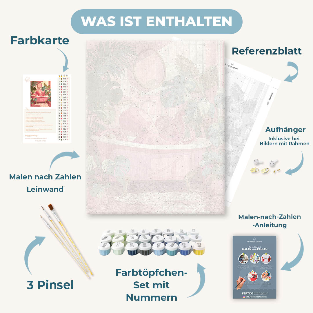 Malen nach Zahlen - Rosa Oktopus-Bad