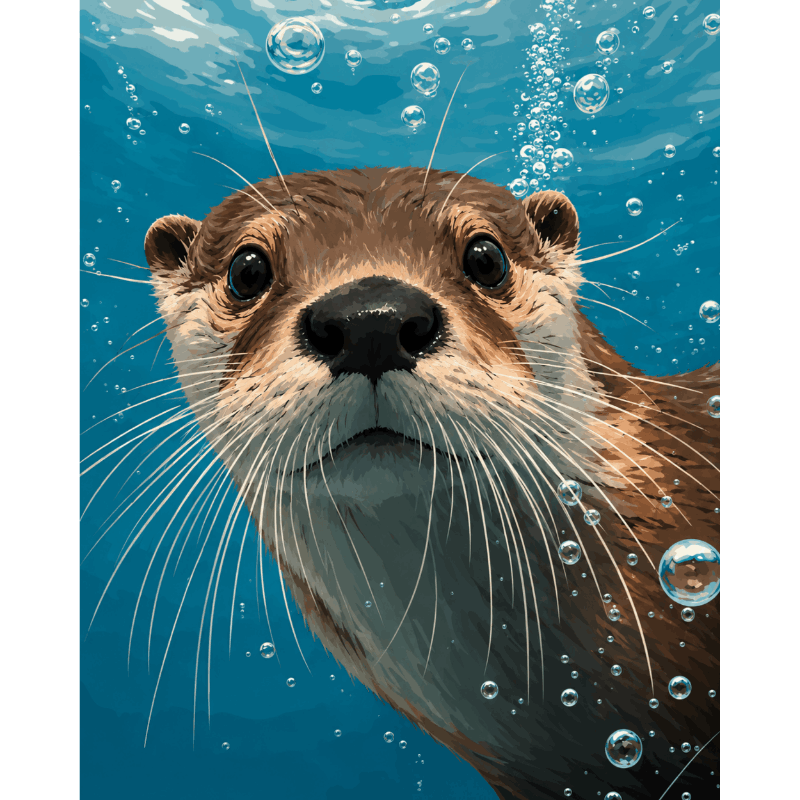 Malen nach Zahlen - Otter unter Wasser - Malen nach Zahlen