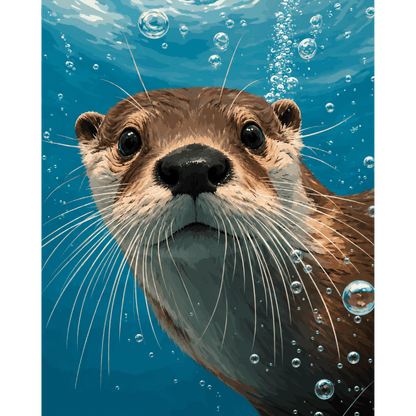 Malen nach Zahlen - Otter unter Wasser - Malen nach Zahlen