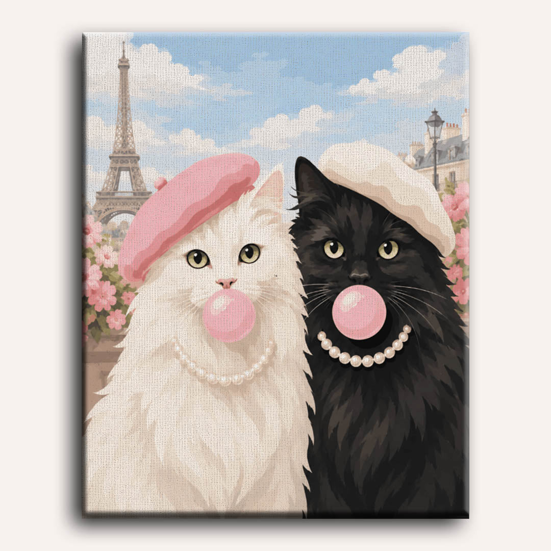 Malen nach Zahlen - Pariser Glamour-Katzen