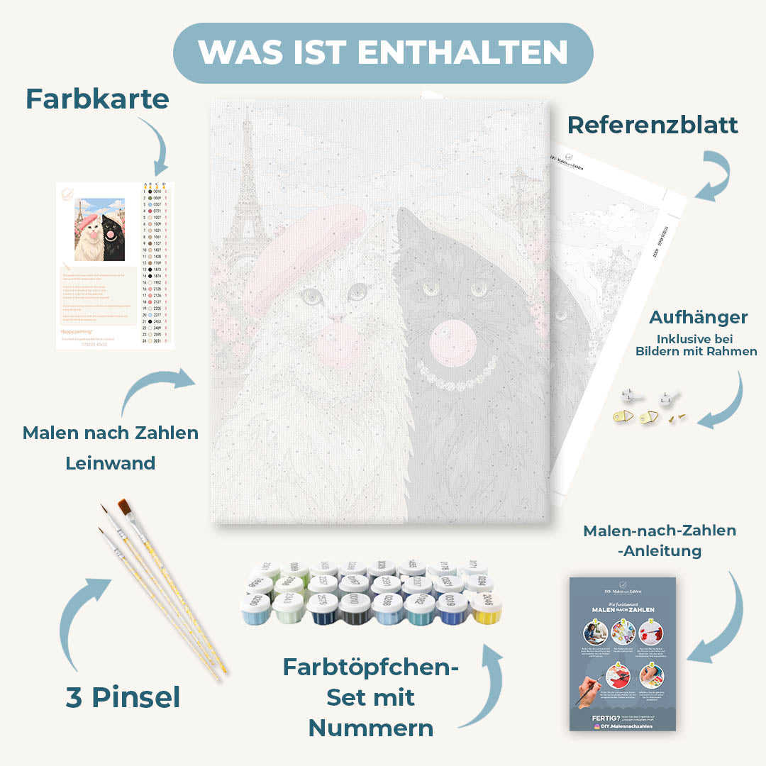 Malen nach Zahlen - Pariser Glamour-Katzen