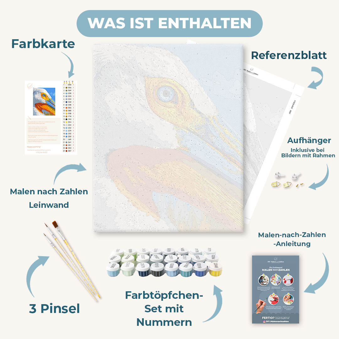 Malen nach Zahlen - Pelikan Porträt