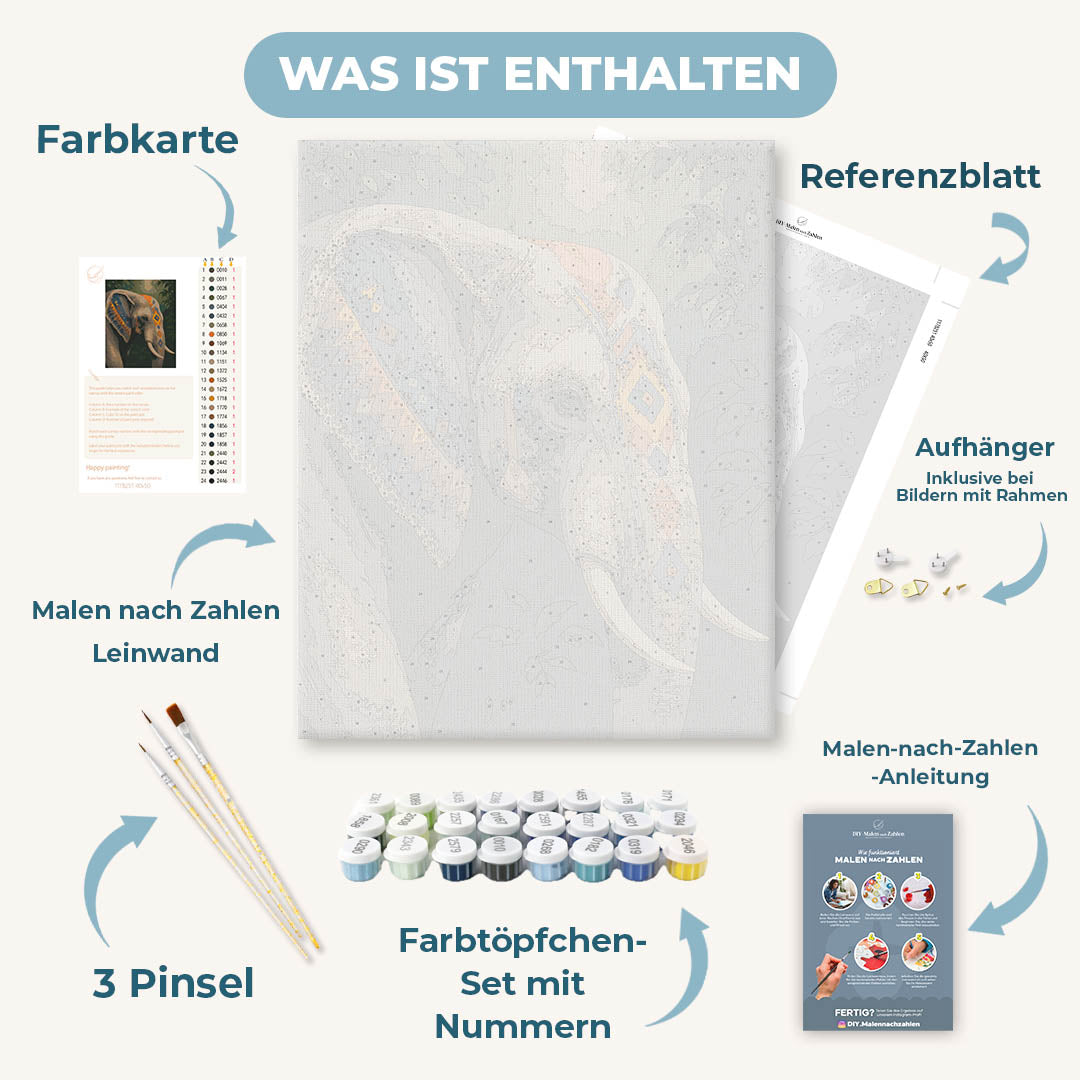 Malen nach Zahlen - Tribal Elefant