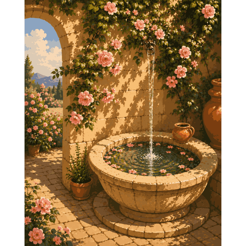 Malen nach Zahlen - Toskanischer Brunnen - Malen nach Zahlen