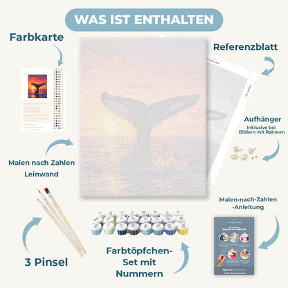 Malen nach Zahlen - Walflosse im Sonnenuntergang