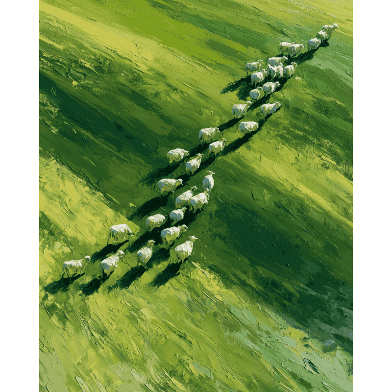 Malen nach Zahlen - Schafe hüten - Malen nach Zahlen