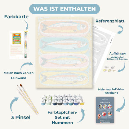 Malen nach Zahlen - Vier Sardinen