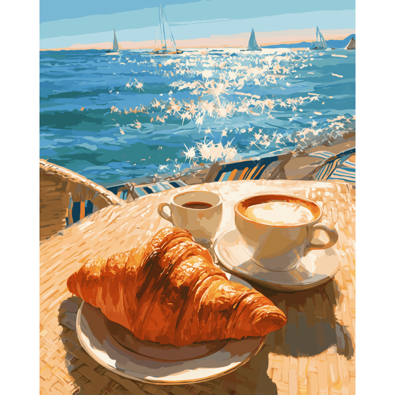 Malen nach Zahlen - Frühstück am Meer - Malen nach Zahlen