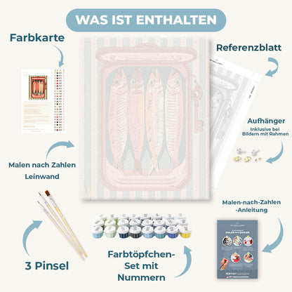 Malen nach Zahlen - Rosa Sardinen