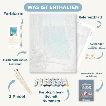 Malen nach Zahlen - Am azurblauen Fenster