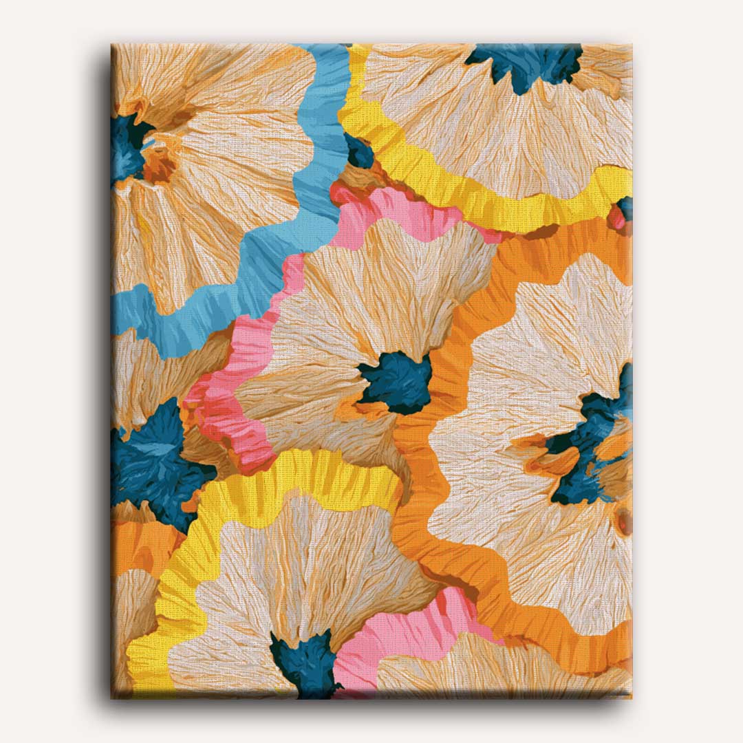 Malen nach Zahlen - Buntstift-Blüten-Mosaik