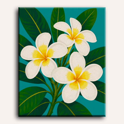 Malen nach Zahlen - Frangipani-Blüten