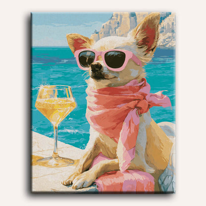 Malen nach Zahlen - Chihuahua im Urlaub
