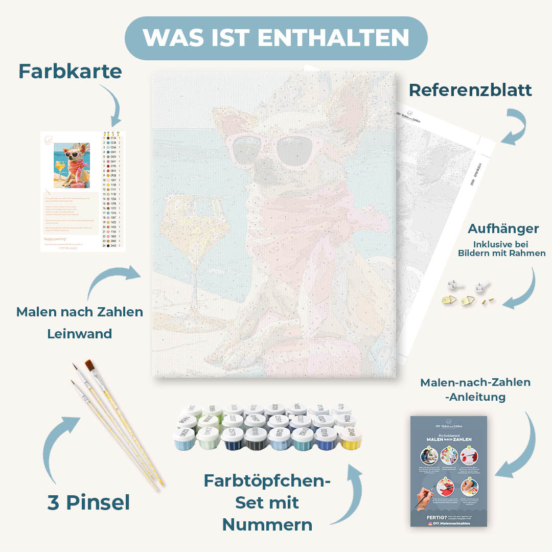 Malen nach Zahlen - Chihuahua im Urlaub