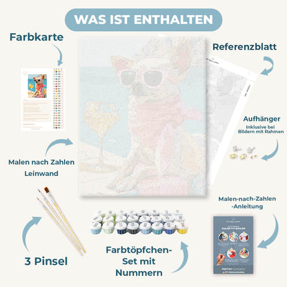 Malen nach Zahlen - Chihuahua im Urlaub