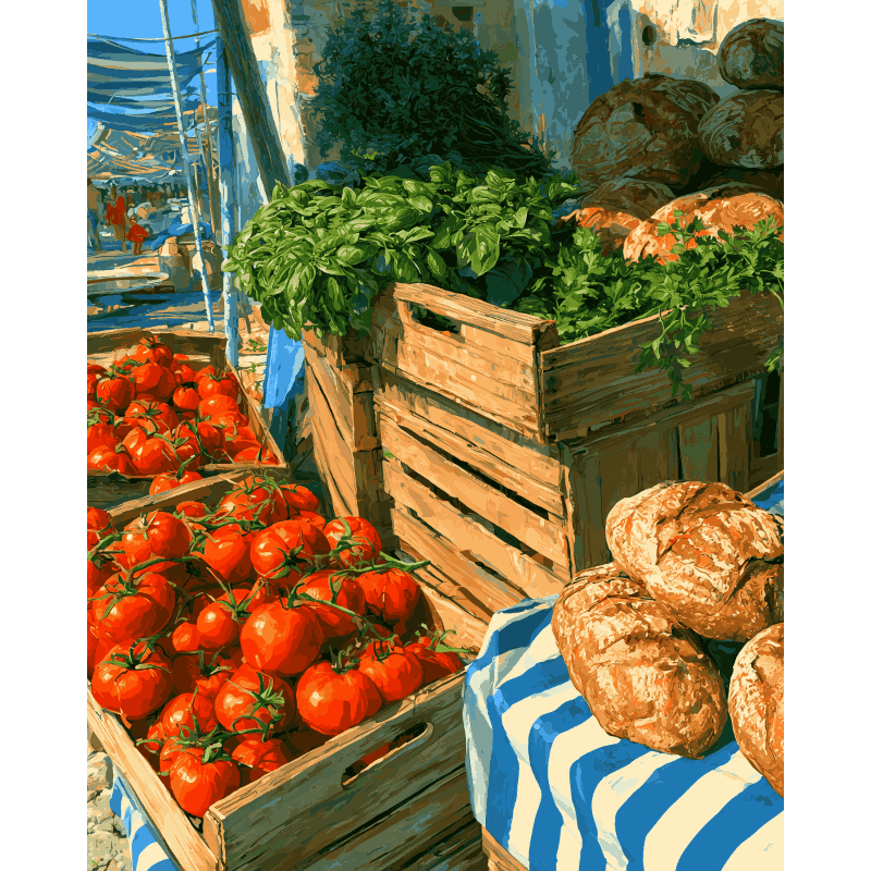Malen nach Zahlen - Sommermarkt - Malen nach Zahlen
