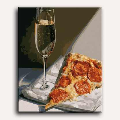 Malen nach Zahlen - Champagner & Pizza
