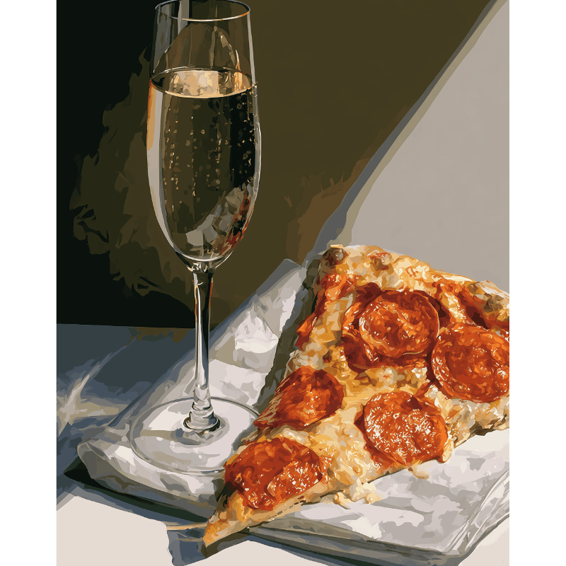 Malen nach Zahlen - Champagner & Pizza - Malen nach Zahlen