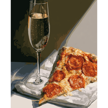 Malen nach Zahlen - Champagner & Pizza - Malen nach Zahlen