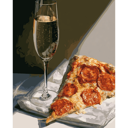 Malen nach Zahlen - Champagner & Pizza - Malen nach Zahlen