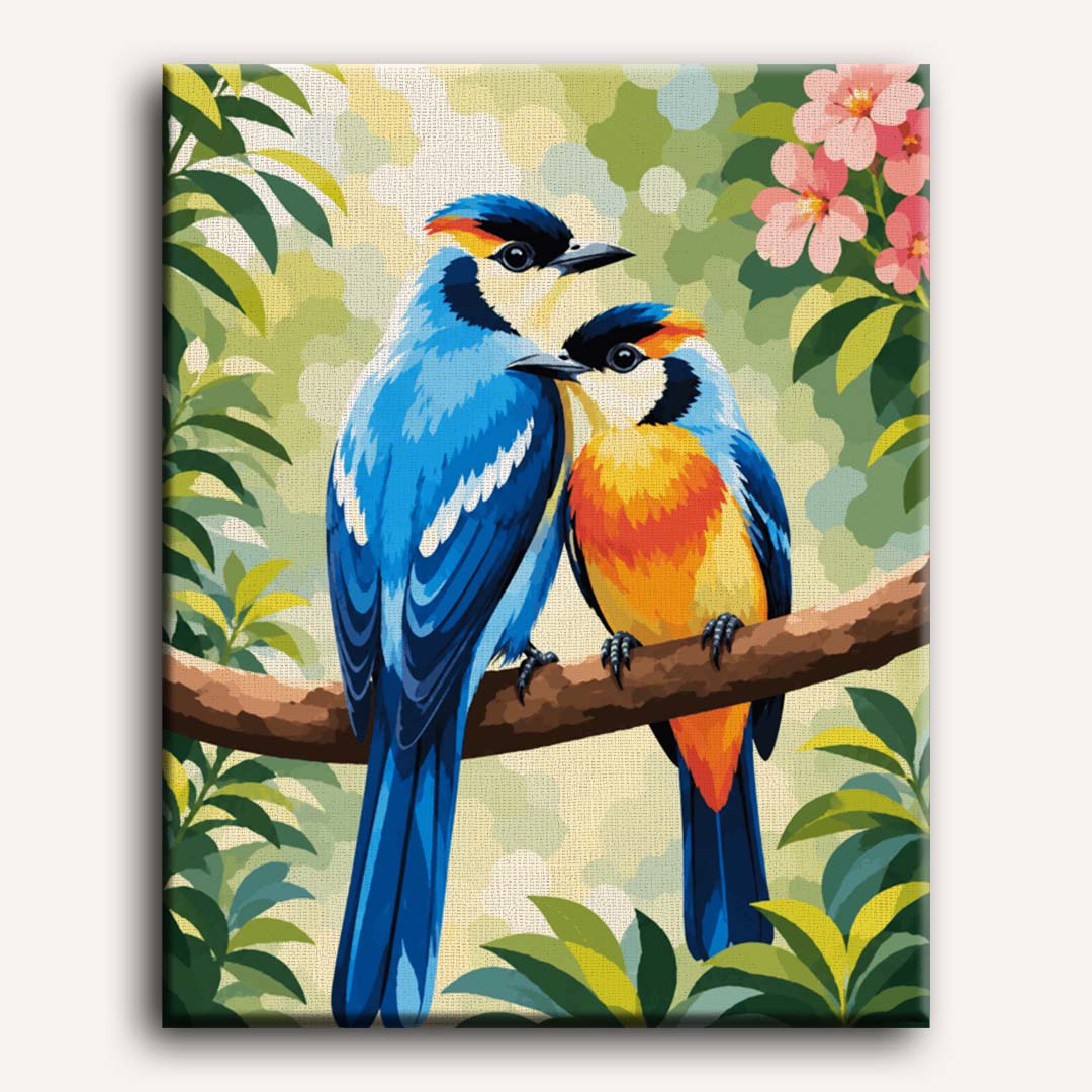 Malen nach Zahlen - Singvogel-Liebespaar