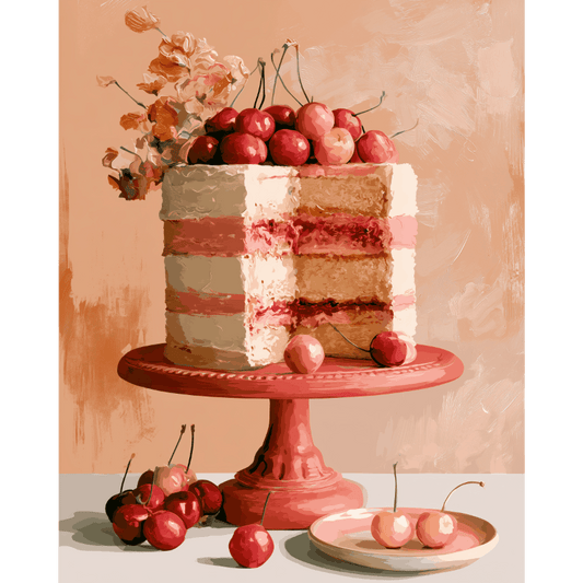 Malen nach Zahlen - Elegantes Kirschdessert - Malen nach Zahlen