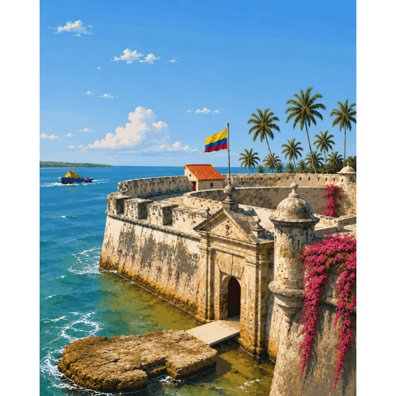 Malen nach Zahlen - Mauern von Cartagena - Malen nach Zahlen